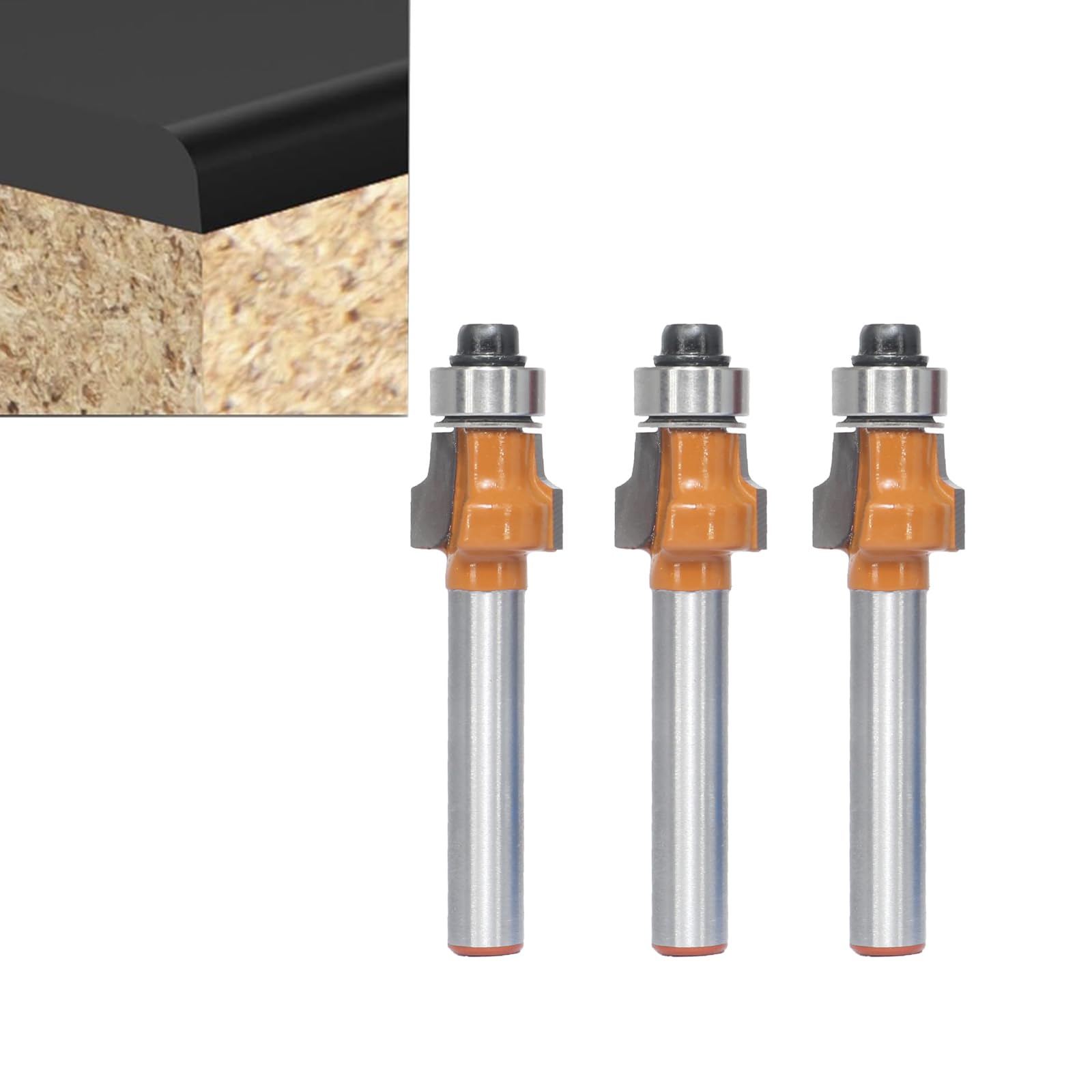 3Pcs MINI 1/16" Roundover Trim Bit,Radius 1/16",1/4 Inch Shank Radius Laminate Trimming Router Bit,for Wood&Plastic Edge Flush and Rounded Routing( 3Bits/Pack)