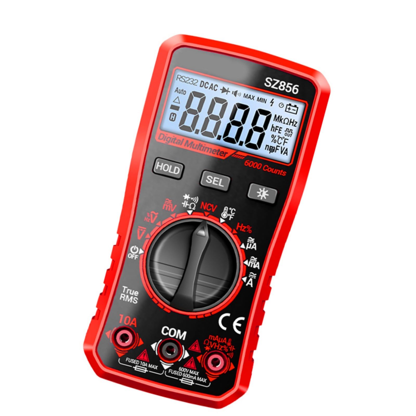 Yjcnelcr Red Precisions Sz856 Digital Multimeter With Ncv Voltages Detections & Backlit Lcd Display For Electrical Testing Digital Multimeter