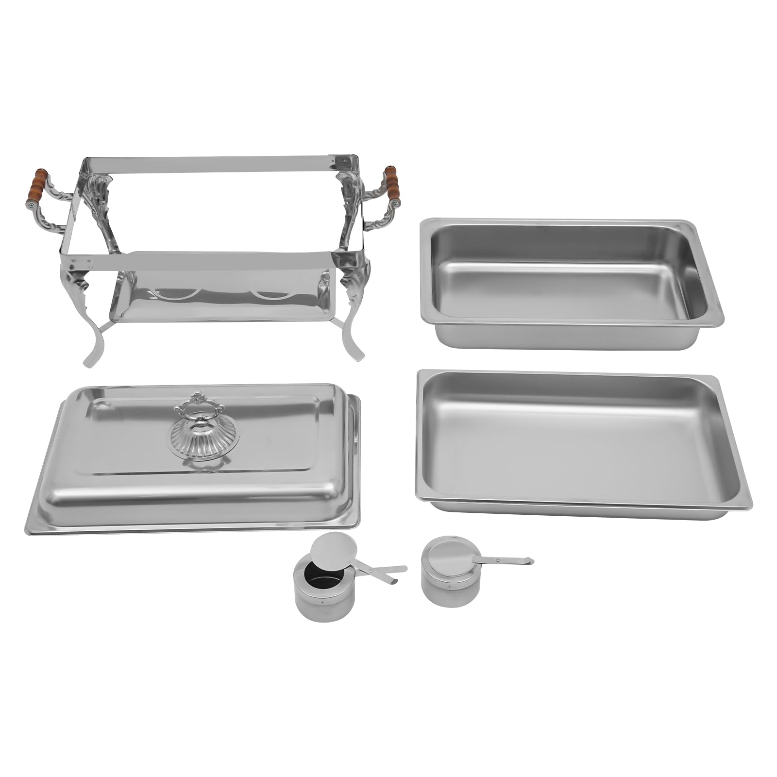 Chafing Dish, set da buffet in acciaio inox, 9 l, per 1-5 persone, per campeggio, picnic, hotel, ristorante, con coperchio e 2 taniche per carburante