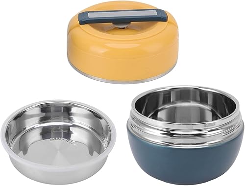 Yosoo Lonchera térmica de acero inoxidable de 0.8 L, recipientes de almuerzo aislados de 2 capas, a juego de carne y vegetariano, tarro de alimentos