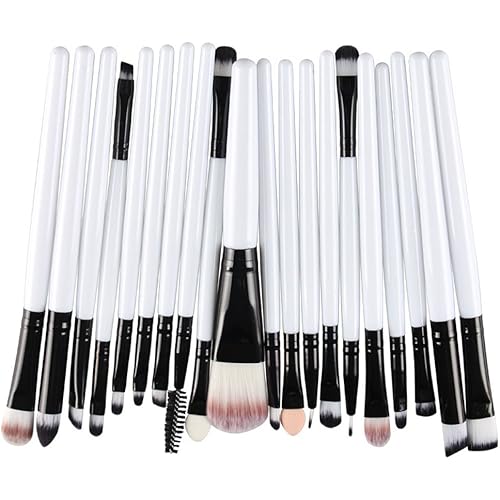 KOLIGHT® Pack of 20pcs Cosmetic Eye Shadow Sponge Eyeliner Eyebrow Lip Nose Foundation Powder Makeup Brushes Sets (Black&White)