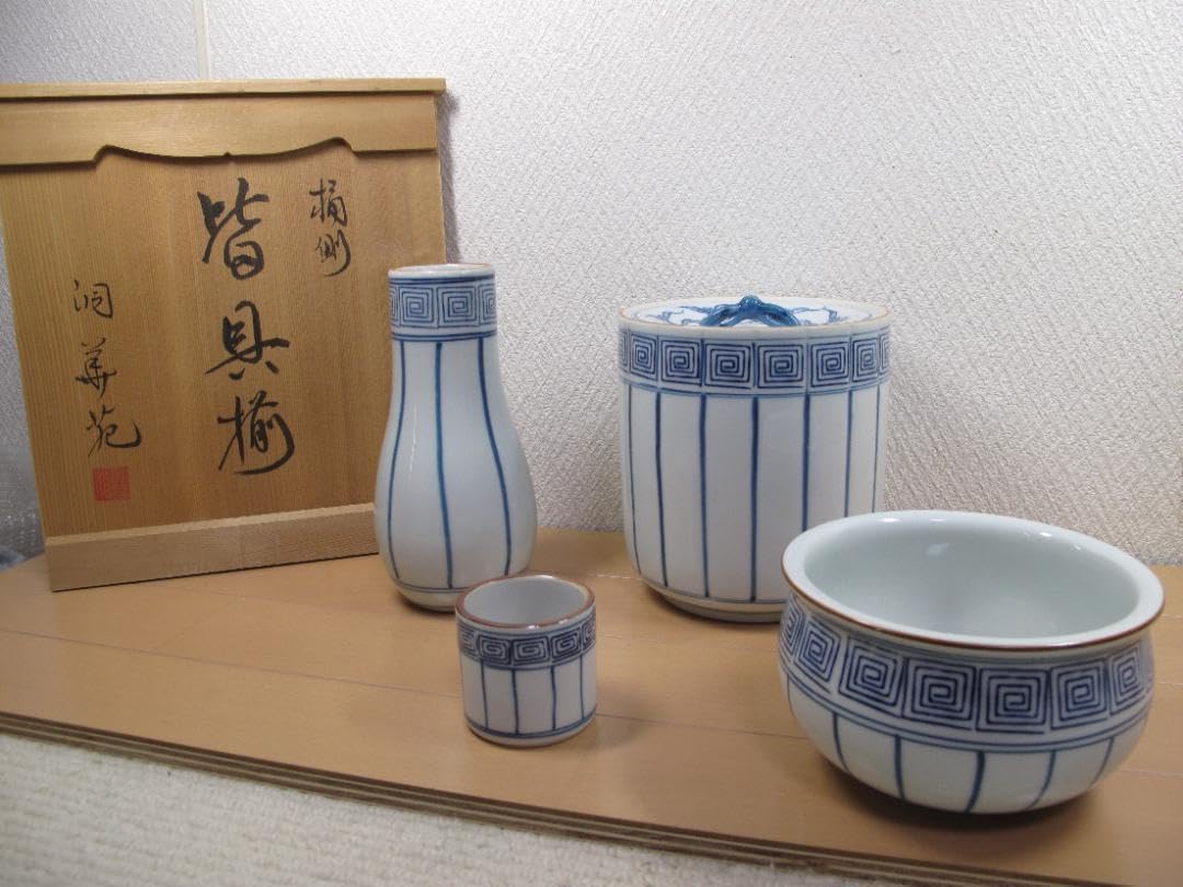 Ｎ１８１　皆具　『洞華苑造』『桶側皆具』『水指　建水　蓋置　杓立』　共箱　茶道具 洞華苑造 桶側 皆具揃 美品 共箱 茶道具 送料込