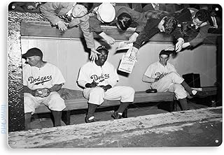 Tinworld Tin Sign: Jackie Robinson Autograph Baseball Historic Photo Metal Sign Decor A449