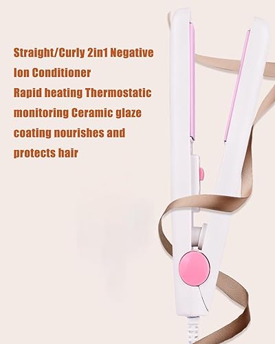Miniatura 16 de WenTigDY Alisador de pelo, rizador de pelo 2 en 1, mini alisador de pelo, rizador de calefacción de plancha de pelo, cerámica turmalina + plástico