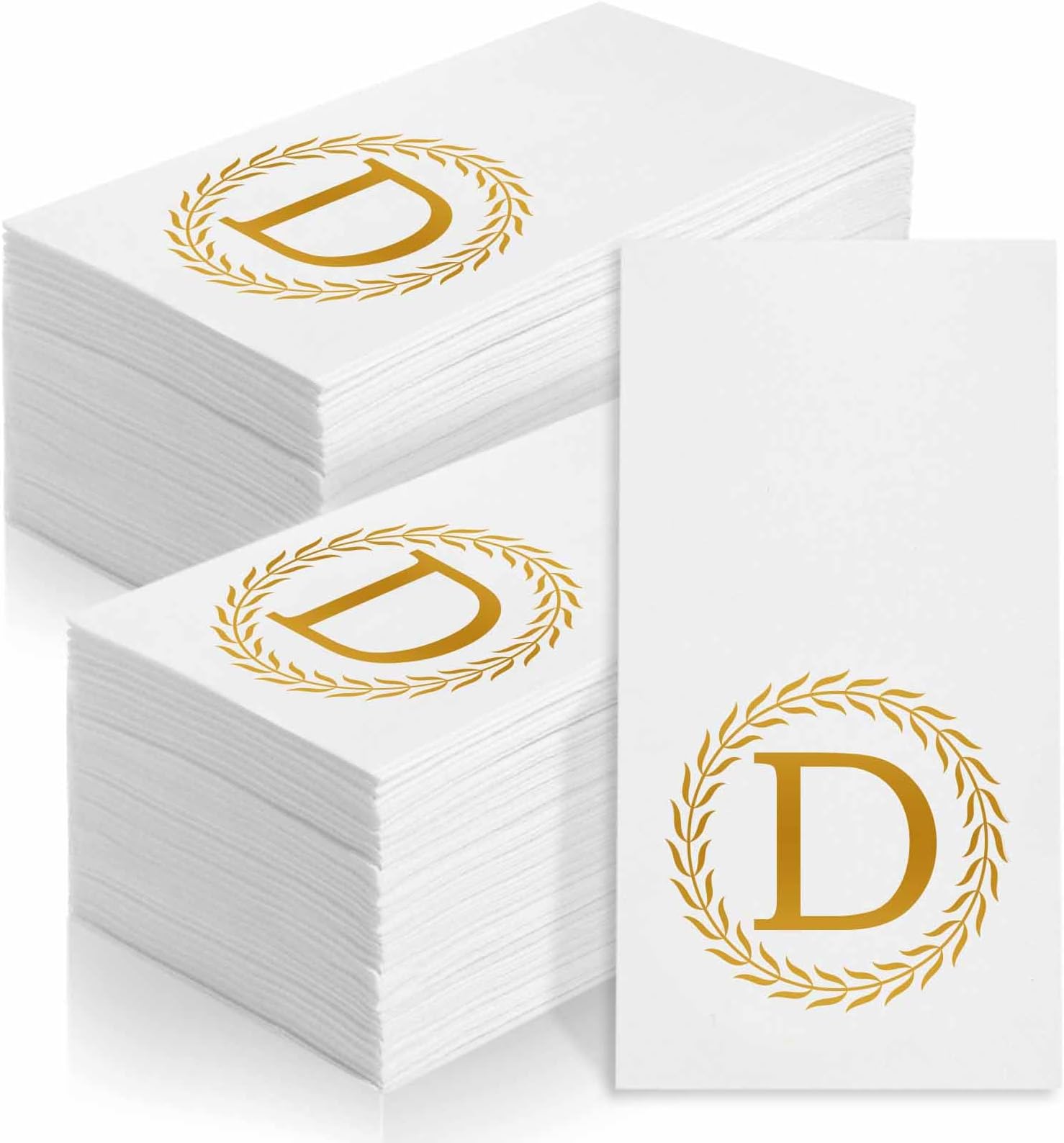 100 Gold Monogram Disposable Napkins Letter D Hand Towels