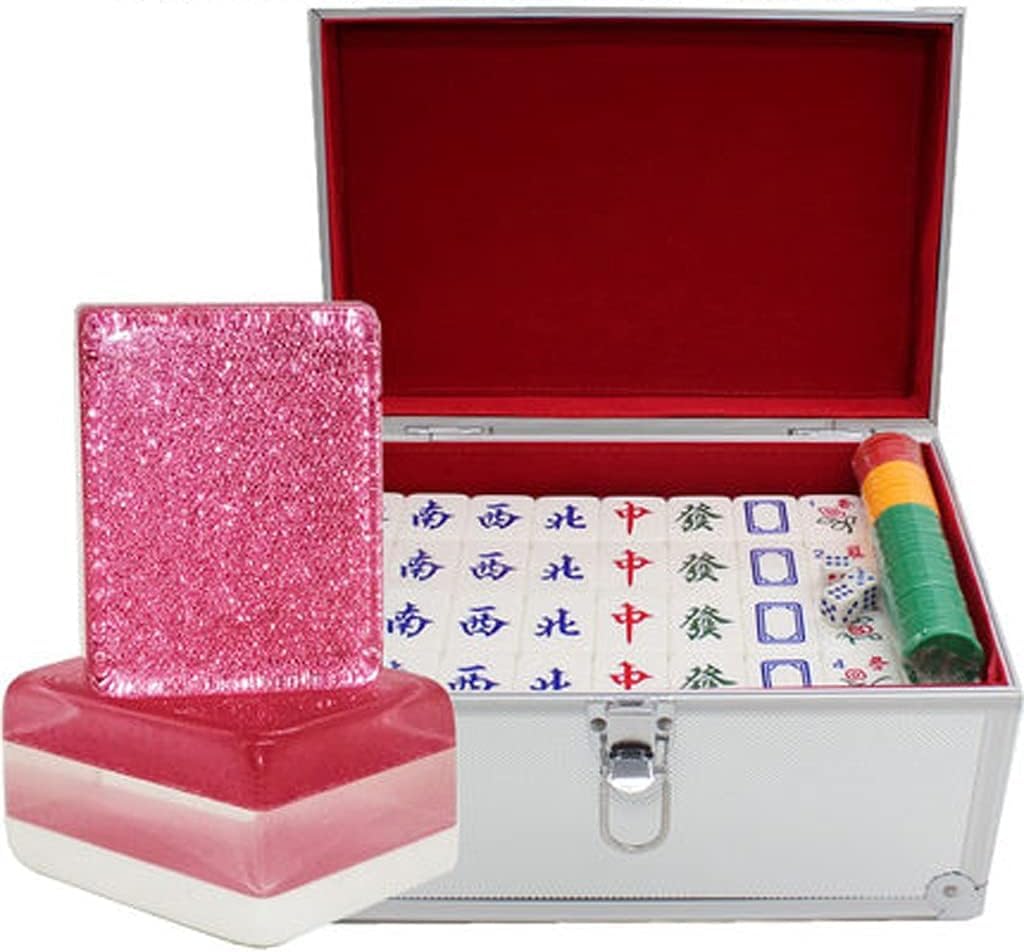 Chiński mahjong Zestaw płytek MahJongg Zestaw Mah-Jong Przenośny Mahjong Chińska zabawka z pudełkiem do przechowywania Chiński zestaw do gry w Mahjong Interaktywna gra rozrywkowa dla wielu gra
