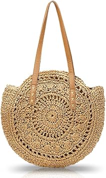 Pahajim Large Tote Bag with Zip Beach Bags for Women Straw Handbag Hand Woven Shoulder Bag for Travel, Holidays and Shopping