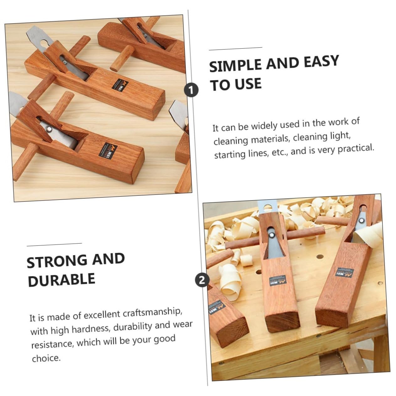 Cepilladora de Madera Manual Herramienta de Acero y Madera para Carpintería Alta Dureza y Resistencia al Desgaste, Uso en Taller