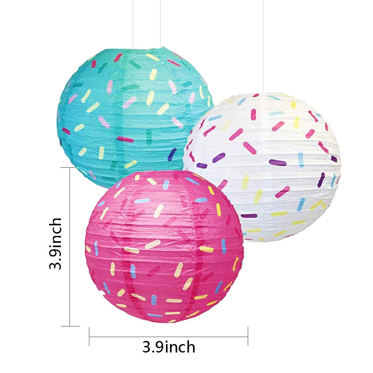 Aulufft Paper Lanterns, Paper Ice Cream Dount Lantern Floating Lanterns Round Donut 6Pcs 12Inch for Party Decorations
