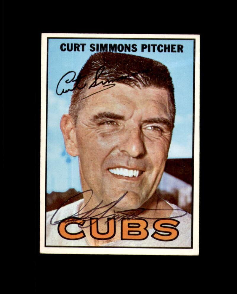 Curt Simmons Signed 1967 Topps Chicago Cubs Autographed