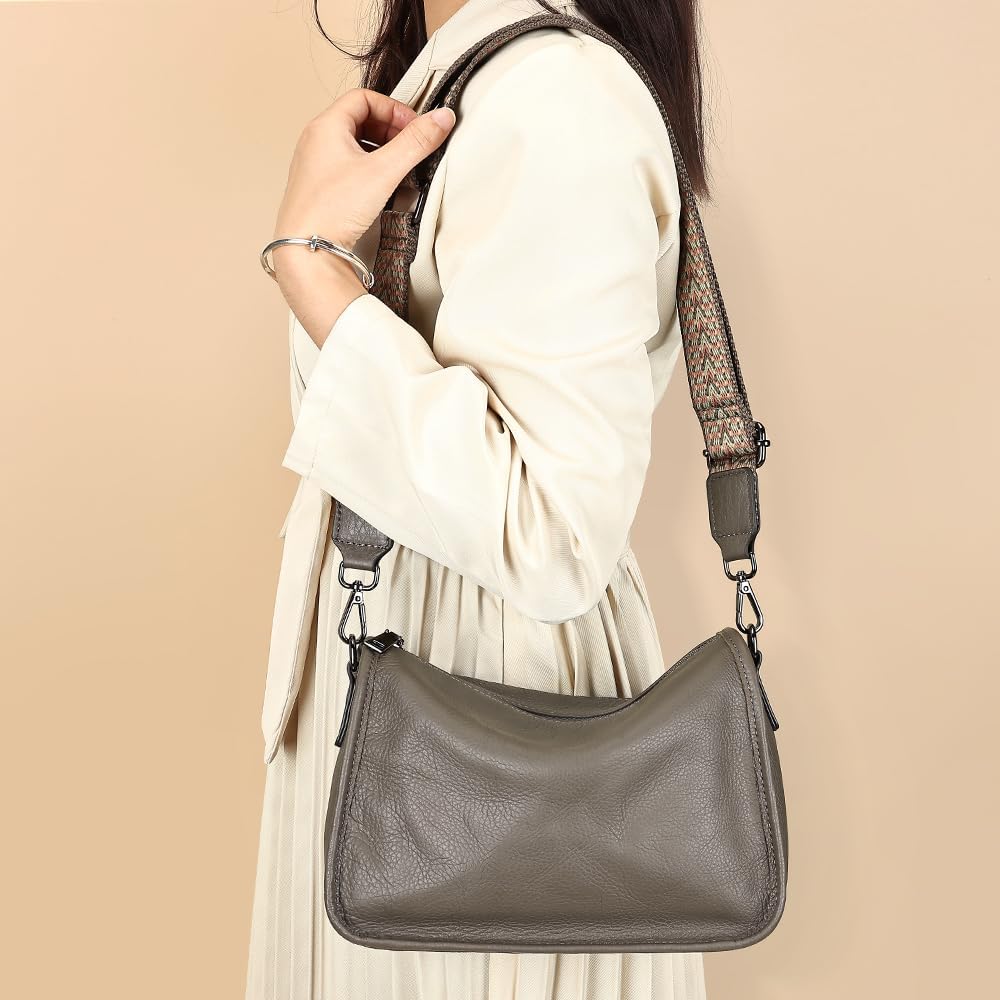 Genuine Leather Crossbody Bag Womens Lightweight Shoulder Purse ladies Small Hobo Handbag - Image 3