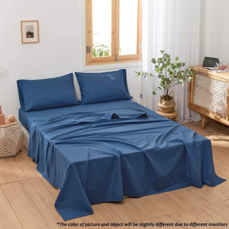 Image of Cultiver Bedsheet for Single Bed, Solid Colour Single Size with 1 Pillow Cover, Small Single Plain Colour Bedsheet Ultra Soft Brushed Micro Fabric Shrinkage & Fade Resistant (60x90 Inches, Blue Color)