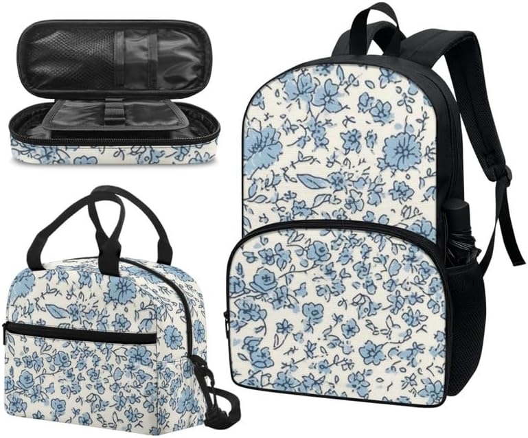 Puppy Footprint Backpack 3 Piece Schoolbag/Colorful Dog Paw Cat Paw Crossbody Lunch Bag/Pencil Bag Set Fit for Kids Boys Girls Travel Laptop Backpack