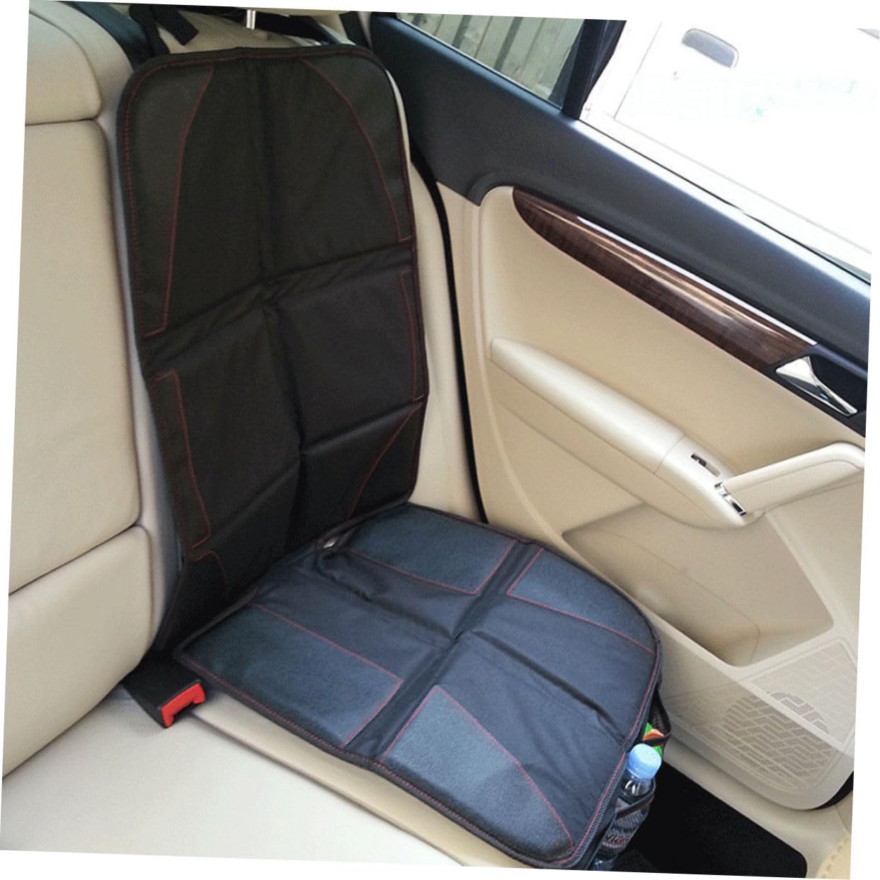 Cabilock Protezione Sedile Auto per Bambini, Tappetino Nero | Cuoio Oxford Cotone, Lavabile e Resistente All'acqua, Tasche Integrate per Viaggio