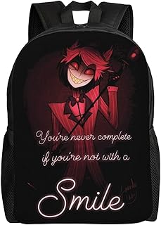 limitemm Hazbin Hotel Sac à dos pour ordinateur portable, école, voyage, 2 compartiments, sac à dos basique pour épaules, noir, taille unique, Noir , Taille Unique