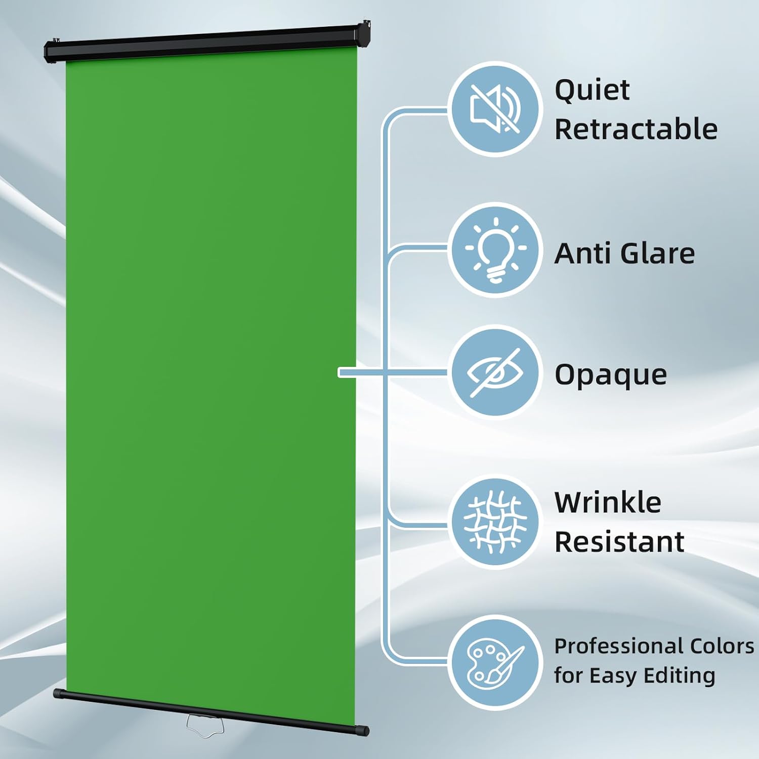 Retractable Green Photography Backdrop 36" x 59", Portable Roll-Up, Pull-Down Background, Auto-Lock Backdrop Screen for Passport Photo, Product Photography, Headshots, Video Studio