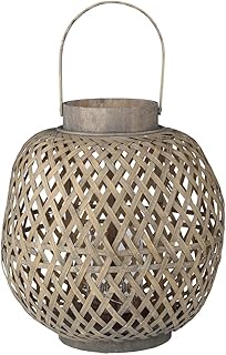 A&B Home D42181 Coconio Wood Lattice Lantern, Oval, Brown/Wooden