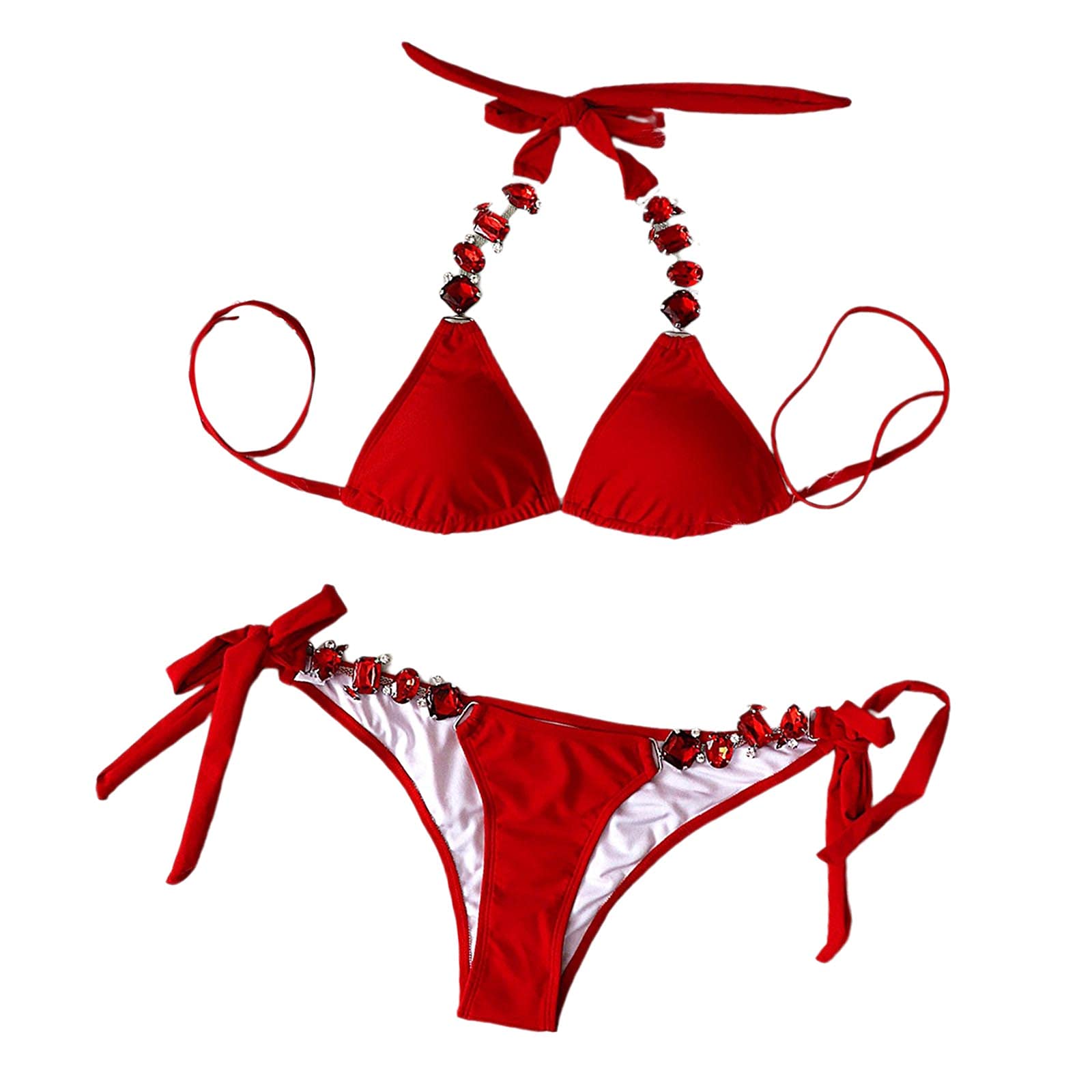 bnf Women Rhinestone Swimsuit Push Up Bra Bikini Set Bathing Suit Swimwear L Red | Clothing, Shoes & Accessories | Womens Clothing | Swimwear-picture-41