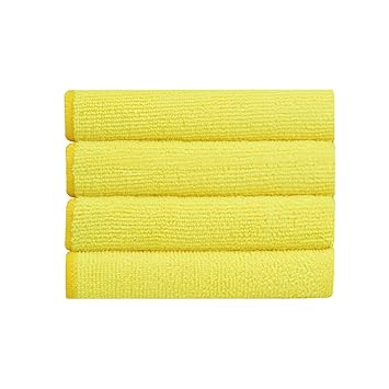 MOE CLEAN Microfiber Cloth 40x40 cms Multi-Color-Thick Lint & Streak-Free Multipurpose Cloths Microfiber Towels for Car Bike Cleaning Polishing Washing & Detailing (Pack of 4 Yellow)