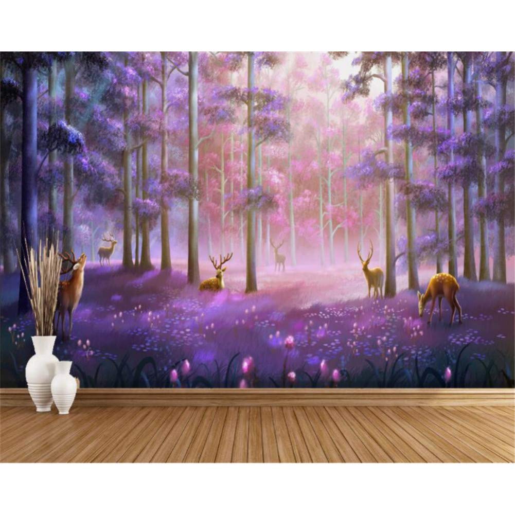TIANXINBZ papel de parede Fantasy Forest Hand Painted Elk TV Sofa Background Wall wall paper home decor Wall Sticker,400cm(W) x280cm(H)