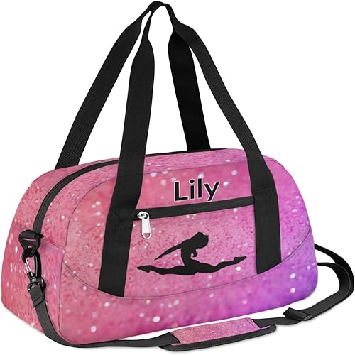 Miniatura 2 de Bolsa de baile personalizada para niñas, bolsa de lona deportiva personalizada, bolsas de fin de semana, bolsa de viaje con purpurina de acuarela,
