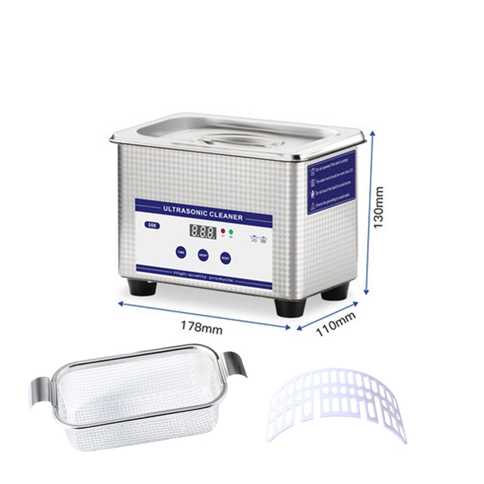 Czyszczenie ultradźwiękowe, 50W 0.8L Myjka Ultradźwiękowa Pralka Ze Stali Nierdzewnej Okulary Zegarek Biżuteryjny Mini Zbiornik Do Czyszczenia Fali Ultradźwiękowej