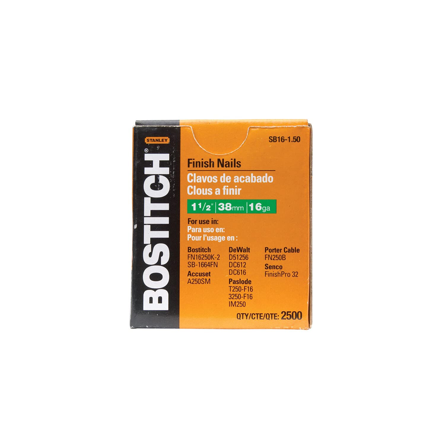 Clous de finition pour éviter de fendre le bois avec le format 16-Ga. 1.5-In.