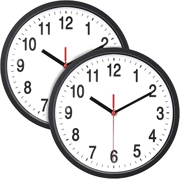 Foraineam 2-Pack Silent Non Ticking Wall Clock - 10 inch Quartz Battery Operated Clock - Easy to Read with Modern and Elegant