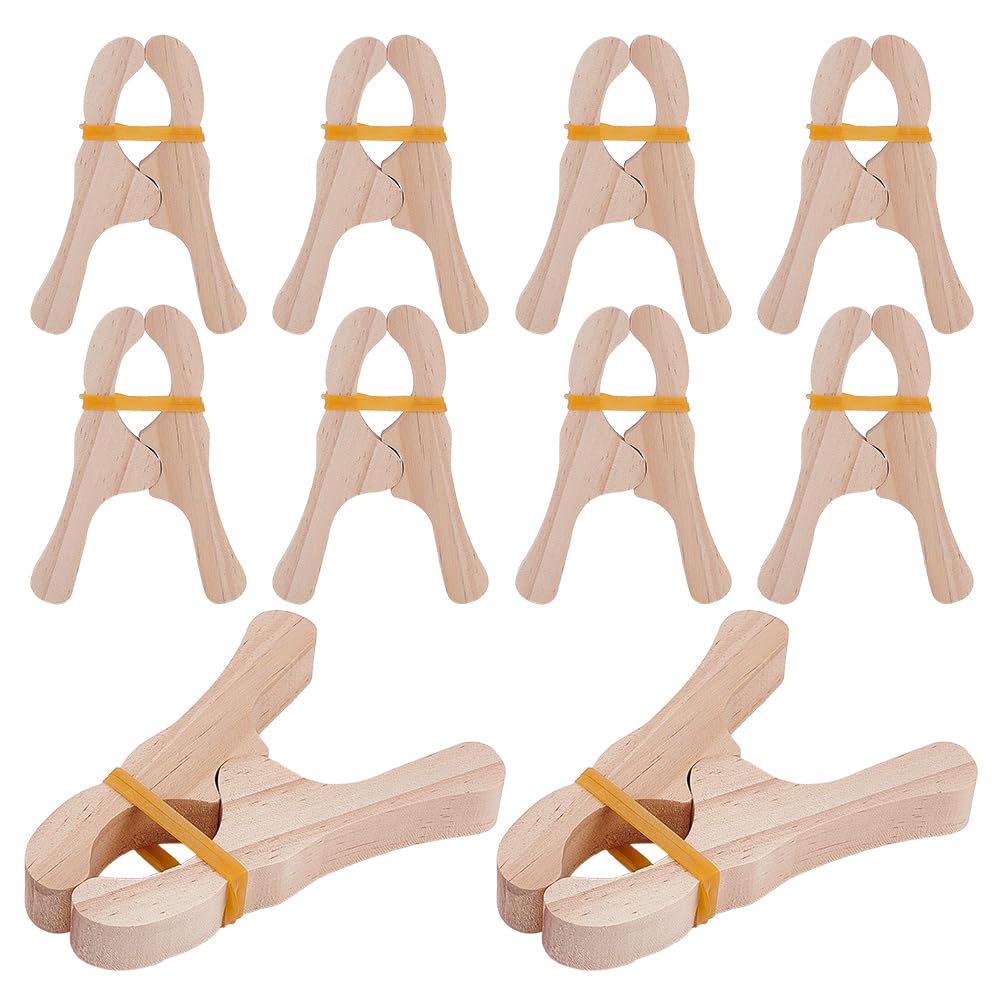 NBEADS 8 Pcs Wooden Play Clips, Burlywood Fort Building Clips, Handmade Wood Clamps for Play Silks Blankets and Construction Play