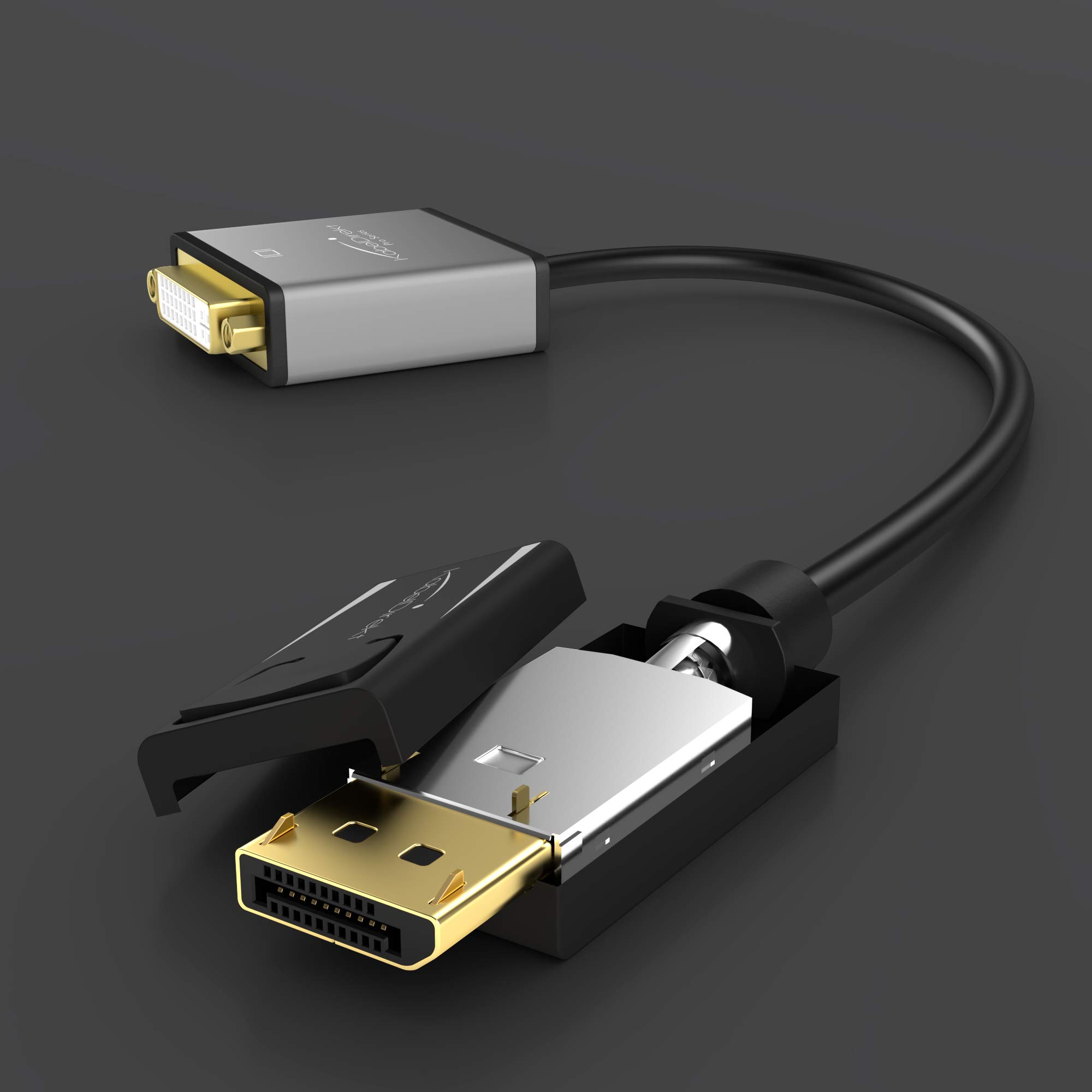 KabelDirekt – Adapter DisplayPort DP do DVI, 0,15m (maksymalna rozdzielczość 4K/30Hz, wszystkich kart graficznych z gniazdem DP i służy do podłączania monitorów z wejściem DVI)