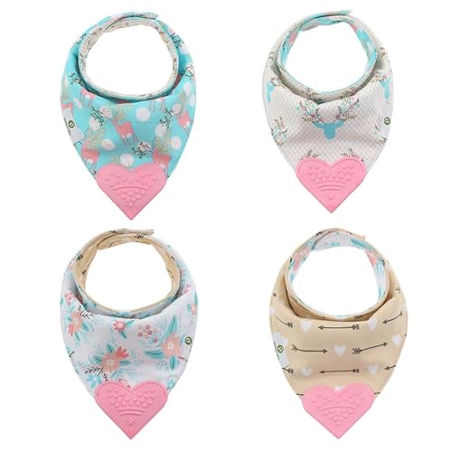 Miniatura 9 de Pickle & Olive Baberos reversibles para dentición para bebés, mordedor en forma de corazón, monocromático, juego de 2