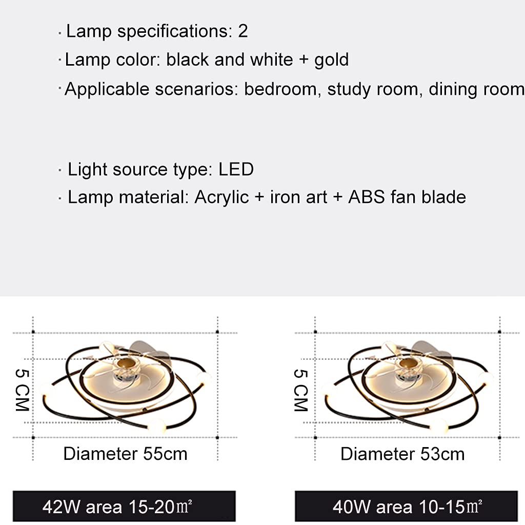 Nowoczesny wentylator sufitowy LED z oświetleniem Wentylator z możliwością przyciemniania Prędkość wiatru Lampa sufitowa z pilotem Wyciszająca lampa wentylatora Sypialnia Salon Kuc