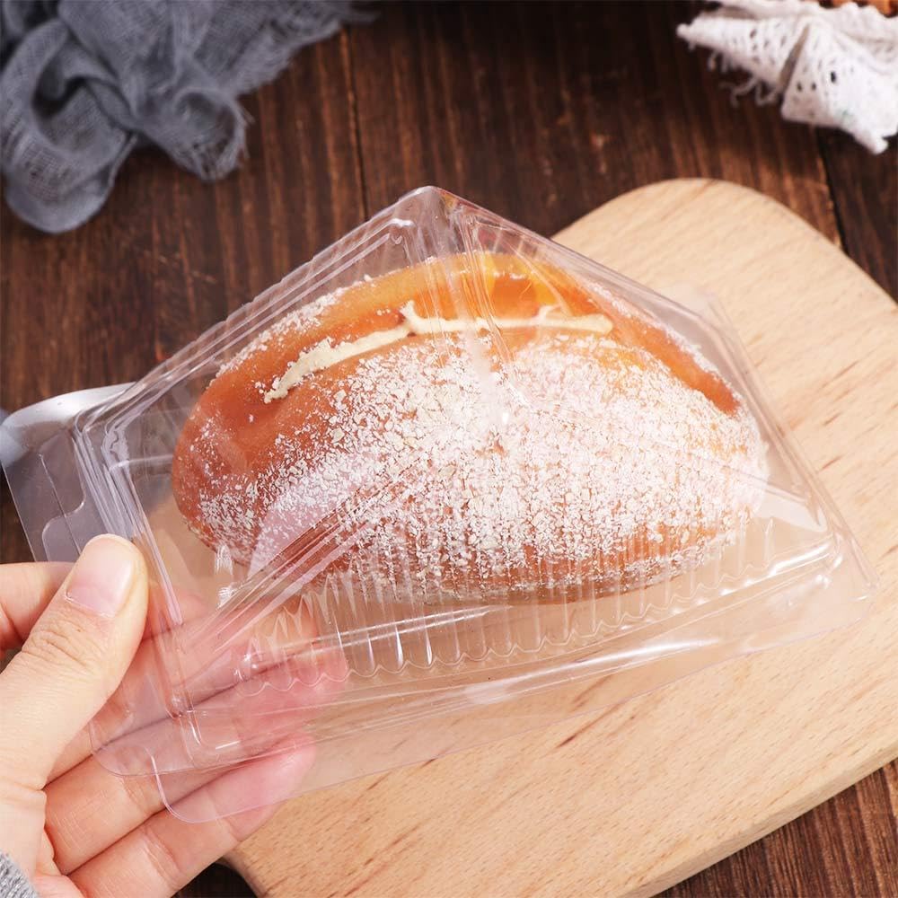 100 recipientes triangulares desechables para sándwiches, cajas de embalaje de sándwiches, recipientes triangulares de plástico para pasteles, postres y hamburguesas