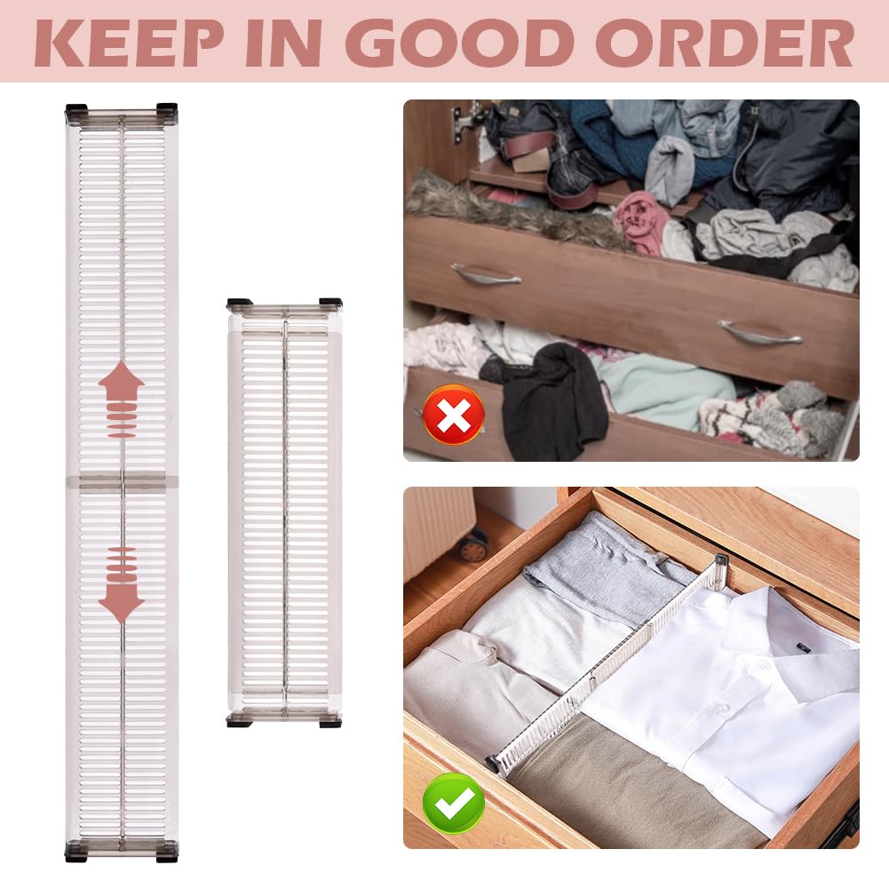 Schubladenteiler, 25,4–50,8 cm, verstellbare Schubladen-Organizer-Trennwände, ausziehbare Kunststoff-Schubladentrenner, Schrank-Organizer für Küche, Schlafzimmer, Büro, Schreibtischschublade,