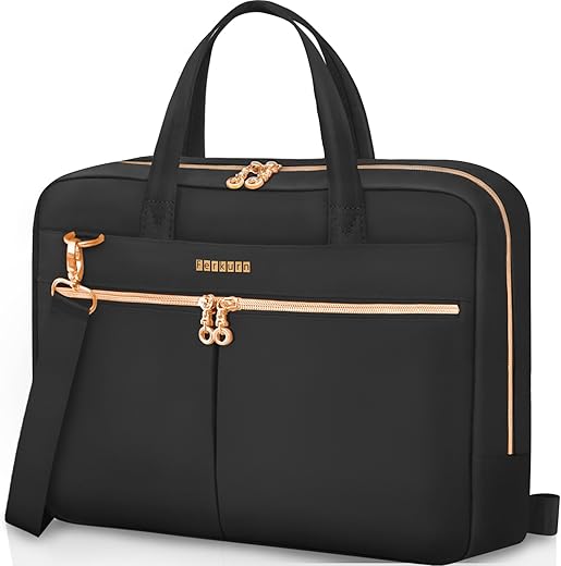 Ferkurn 15.6 16 Inch Laptop Case Bag for Women Men Compatible with MacBook Pro M5/HP OmniBook Omen Envy/Lenovo Yoga IdealPad/Dell Pro Inspiron, Carrying Briefcase Computer Messenger Bag Case, Black