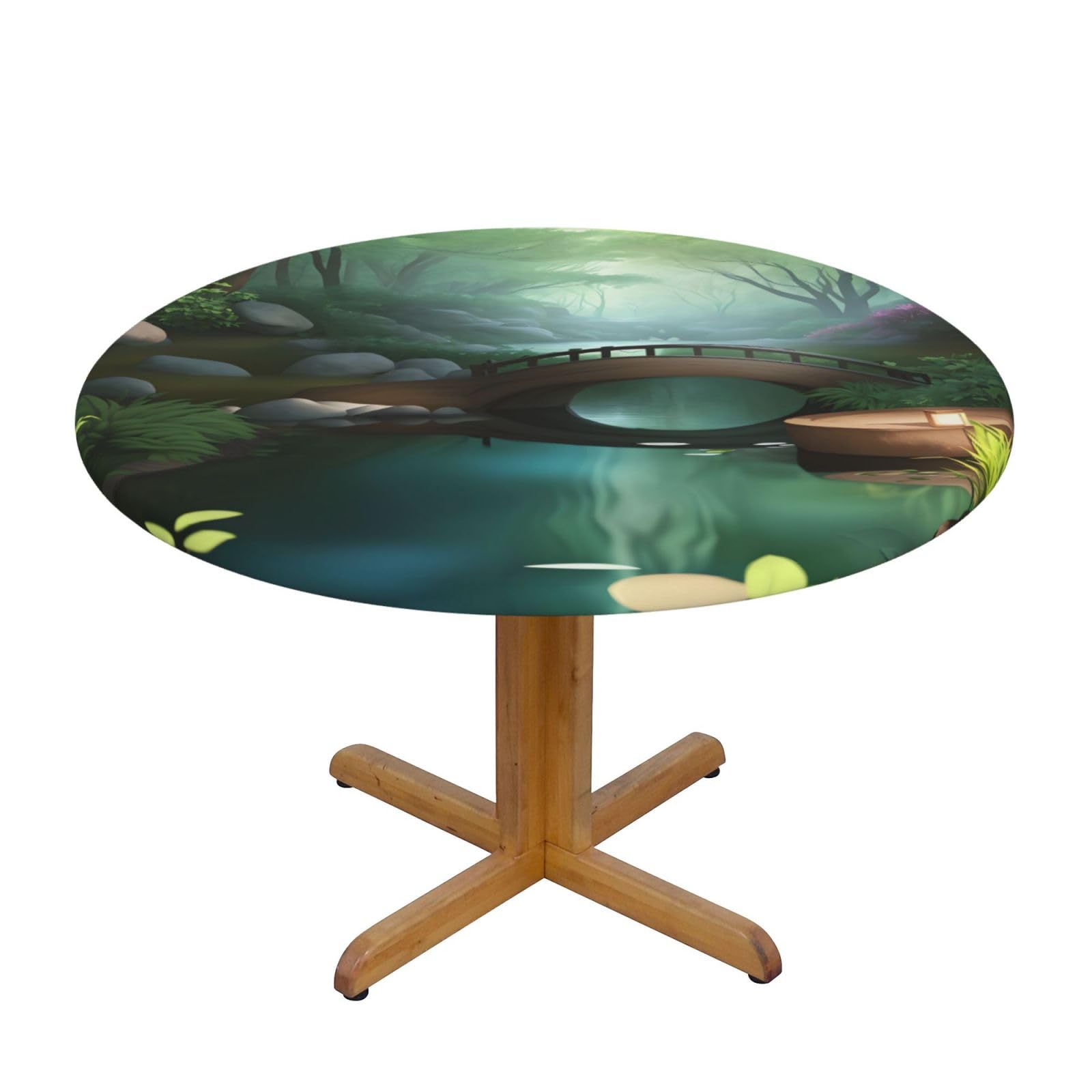 ZQYTGFDC Little Bridge in the East S Decorative Round Tablecloth Waterproof Anti Stain Oil Proof Size for 40 50 inch