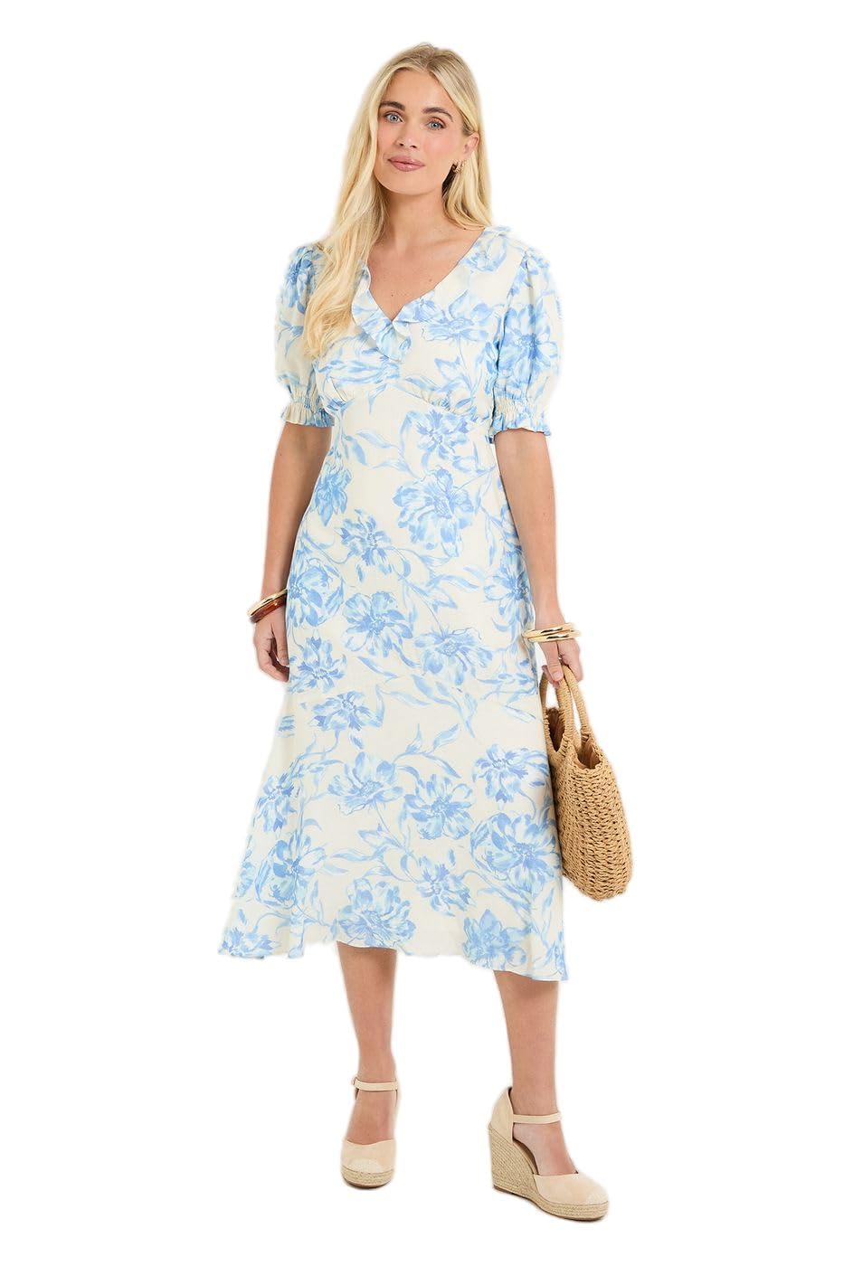 Wallis Women's Ivory Petite Summer Floral Tea Dress, 14,
