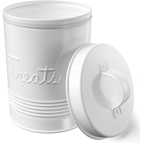 Amici Pet Retro Treats Metal Canister, the Perfect Small Dog Treat Jar