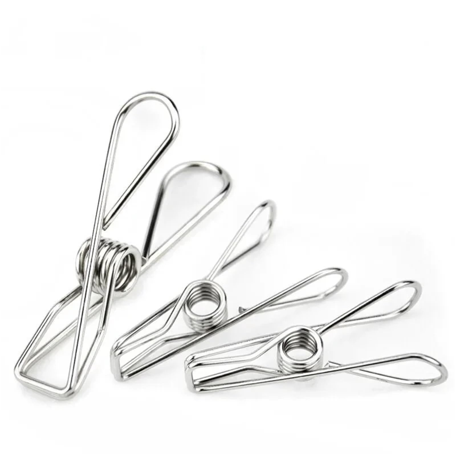 50 Stück 5,2 cm/6,8 cm/8, cm Edelstahl-Clips Wäscheklammern Klammern Halter Kleidung Klemmen Verschlussclip Haushaltswäscheklammer für Kleidung(8.2cm)
