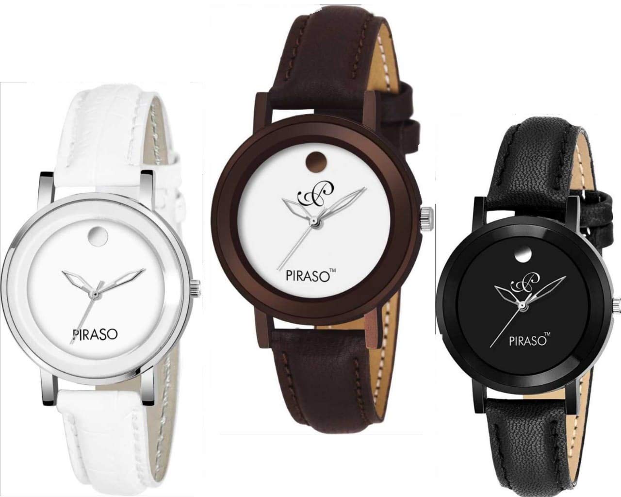 PIRASO Luxury Analogue Girls Watch(Black And White Dial Brown, Black, White Colored Strap)-PW3 52 (B08SL52HDV) Amazon Price History, Amazon Price Tracker