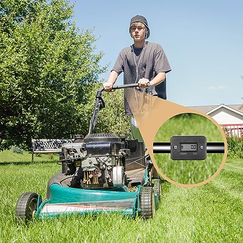 Retoo Betriebsstundenzähler Digitaler Motorsäge Stundenzähler Generator Wasserdichte Hintergrundbeleuchtung Drehzahlmesser Wartungsstundenzähler für Reiten Rasenmäher Rücksetzbarer Job-Timer