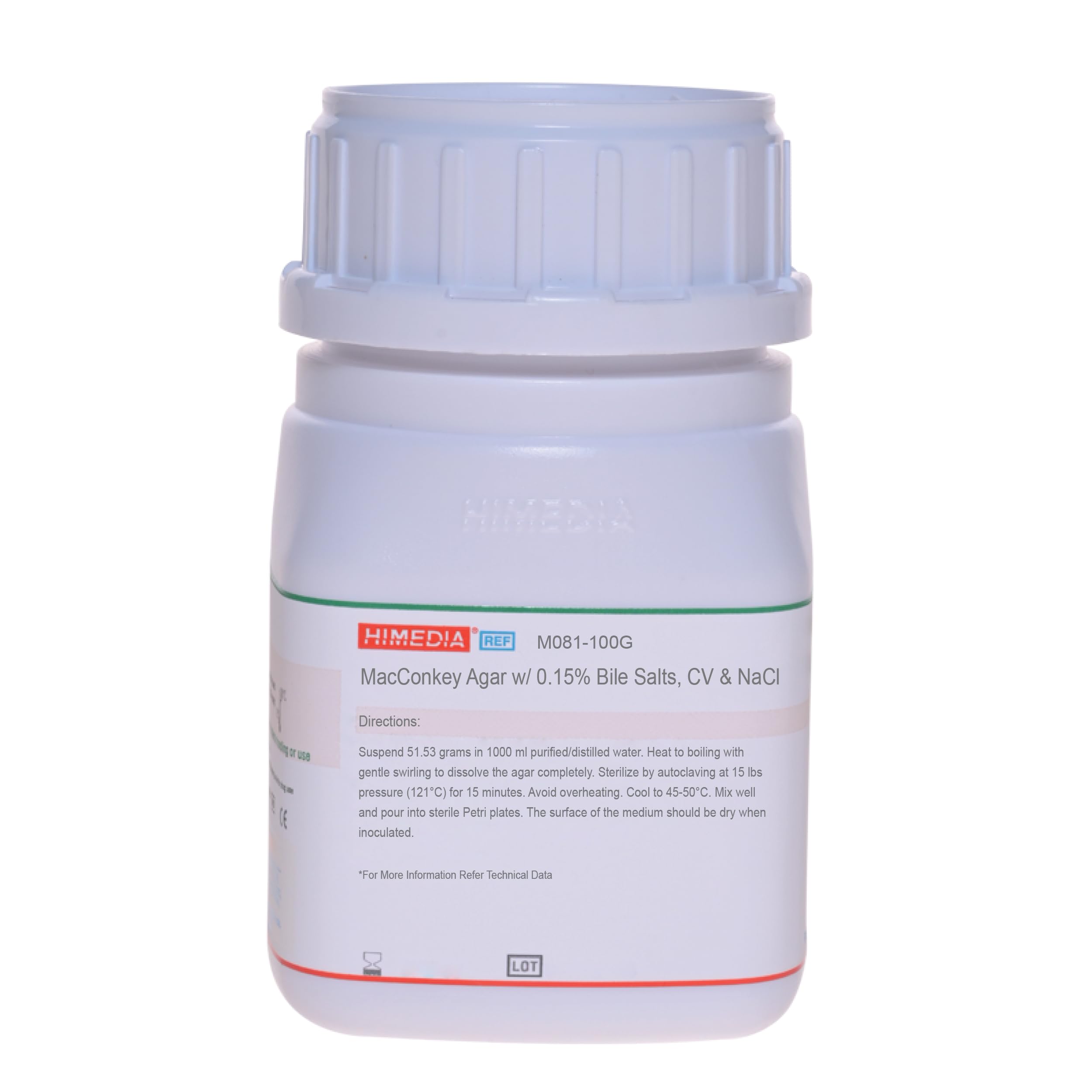 HiMedia M081-100G MacConkey Agar w/ 0.15% Bile Salts, CV and NaCl 100 g