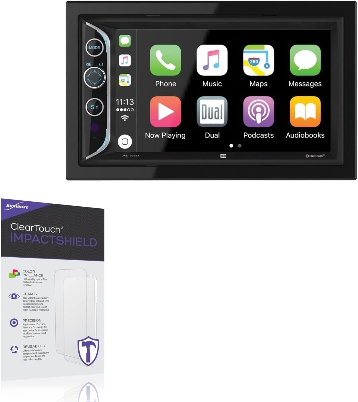 BoxWave Screen Protector Compatible With Dual Electronics DAC1025BT - ClearTouch ImpactShield (2-Pack), Impenetrable Screen Protector Flexible Film