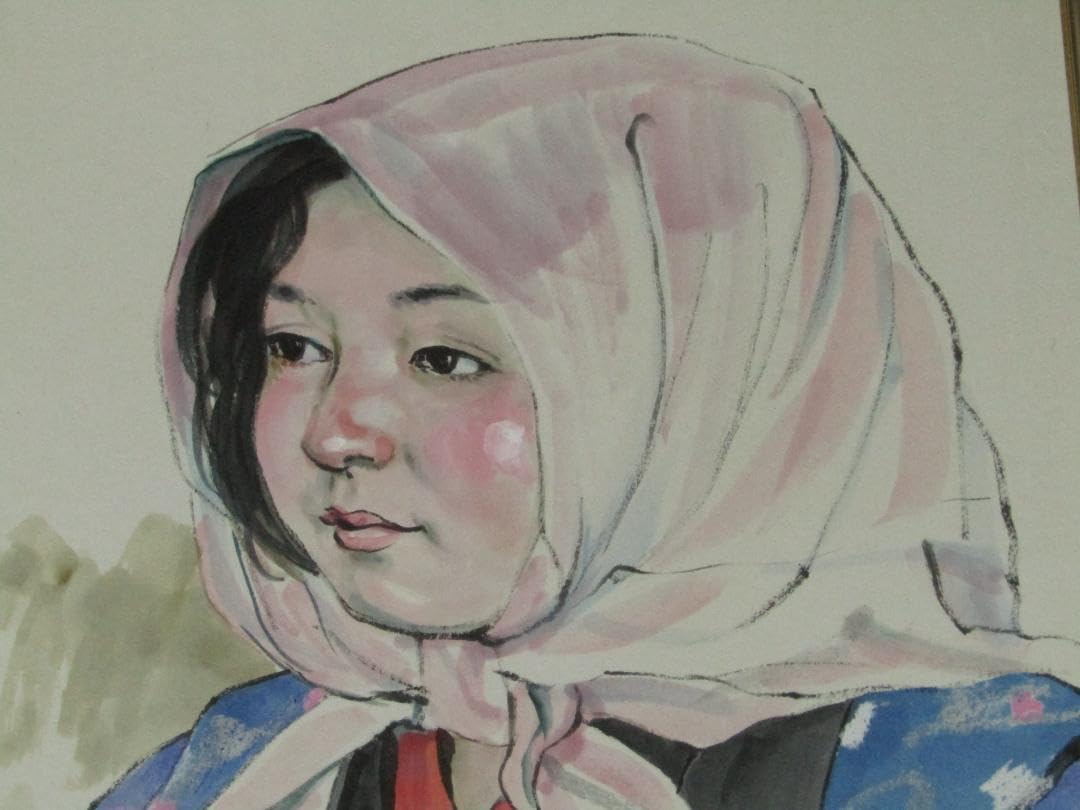 Amazon.co.jp: 真作保証藤沼源三 農家の少女 肉筆水彩画額装岩手県紫波