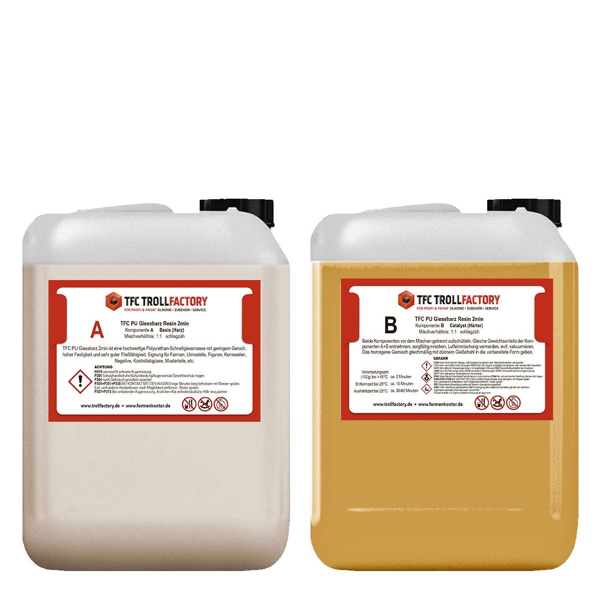 TFC PU Giessharz Resin 2 Min. I Zweikomponenten-Giessmasse I dünnflüssig, 10 kg (2 x 5 kg)