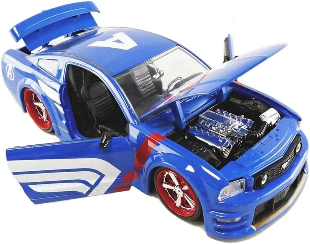 Jada Marvel 1:24 2006 Ford Mustang Die-cast Car with 2.75" Captain America Figure, Toys for Kids and Adults