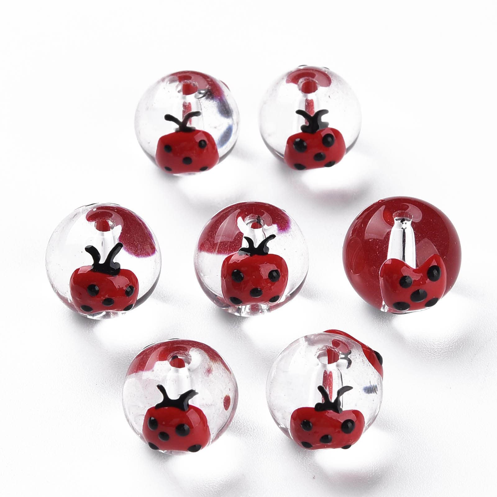 20 Perline Coccinella In Vetro - Per Braccialetti, Collane, Fai Da Te, Rosse E Nere - Foto 11