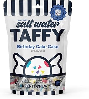 Taffy Shop Birthday Cake Cake Salt Water Taffy – Gourmet Soft Chewy Candy, Bulk Sweet Snack, Fresh Gift & Gluten-Free, 35 Individually Wrapped Pieces (7oz)