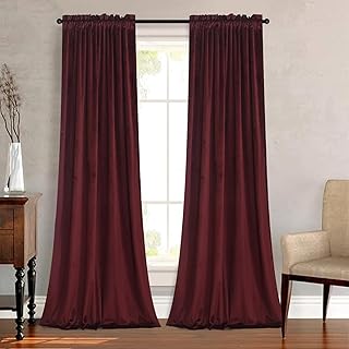 Roslynwood Velvet Ruby Wine Curtain 84 inch Length - Curtains Block Ligh...