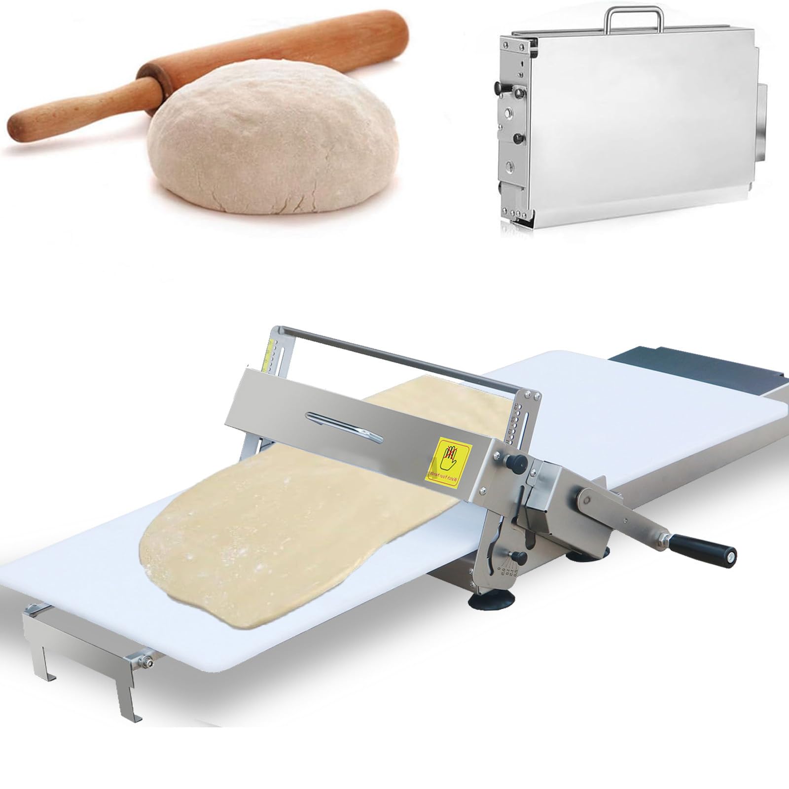 Laminadora de Masa Manual Compacta, Rodillo Repostería Acero Inoxidable con Grosor Ajustable 0.2-2.5cm, para Comercial Y Doméstico para Panadería, Pizza Y Croissants A300
